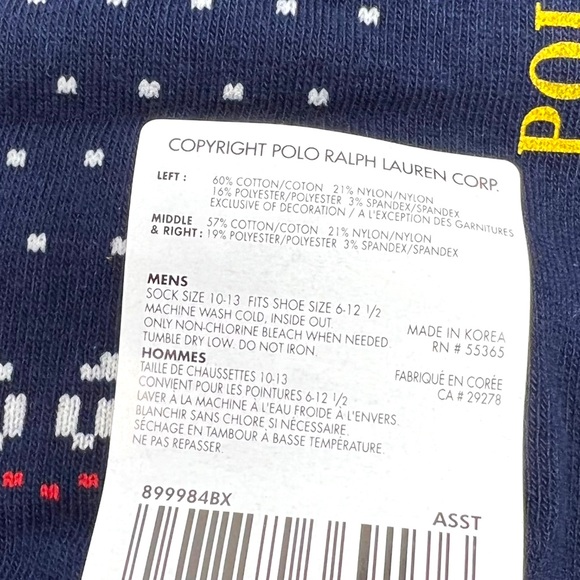POLO RALPH LAUREN Mens Cortina Polo Bear 3-Pack Socks Set - Picture 11 of 14